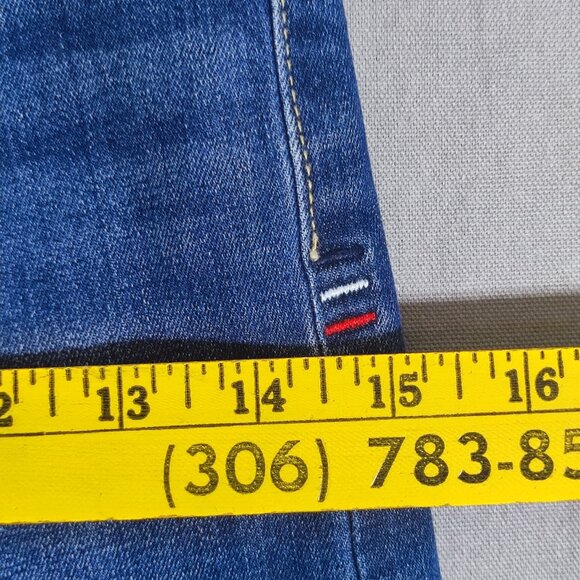 Tommy Hilfiger Jeans women's sz 0/W25 denim blue wide leg crop factorydistressed - Picture 13 of 16